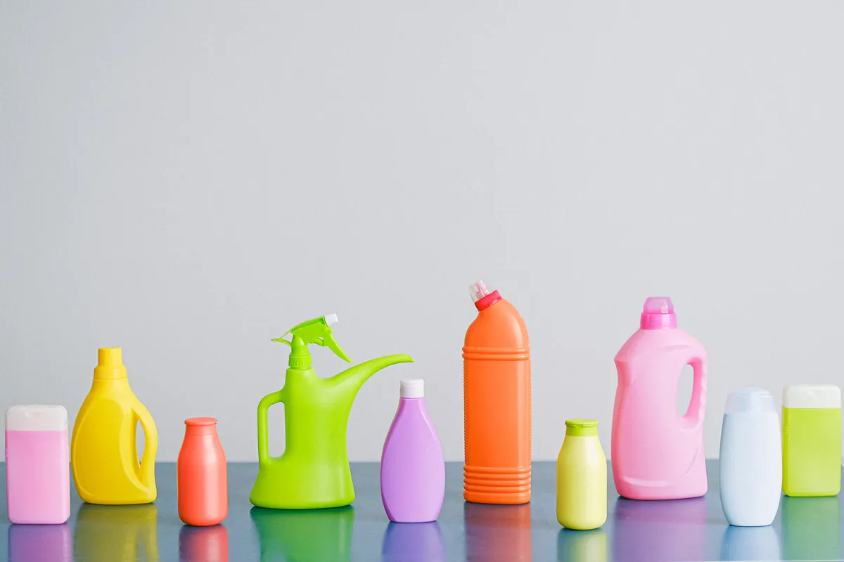 Colorful cleaning supplies