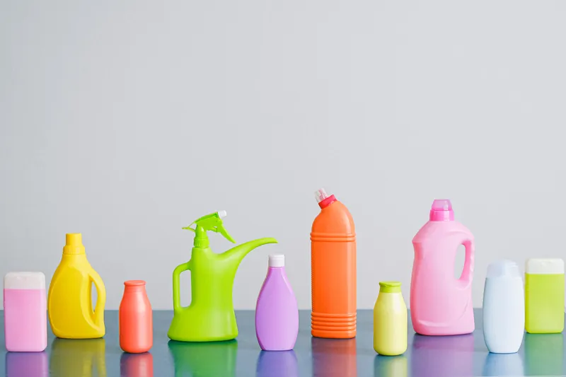 Colorful cleaning supplies